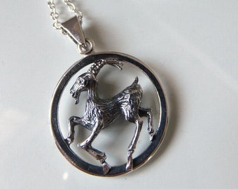 Solid Sterling Silver Goat Pendant Folklore Zodiac Capricorn