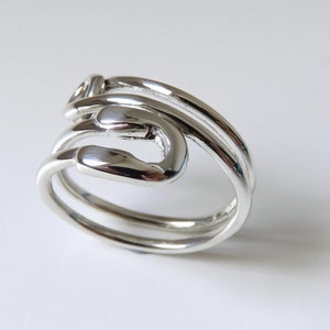 Solid Sterling Silver Safety Pin Ring Solidarity Peace