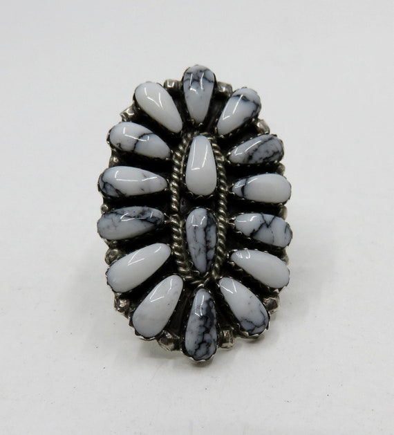 Vintage Solid Sterling Silver Multi White Buffalo… - image 2