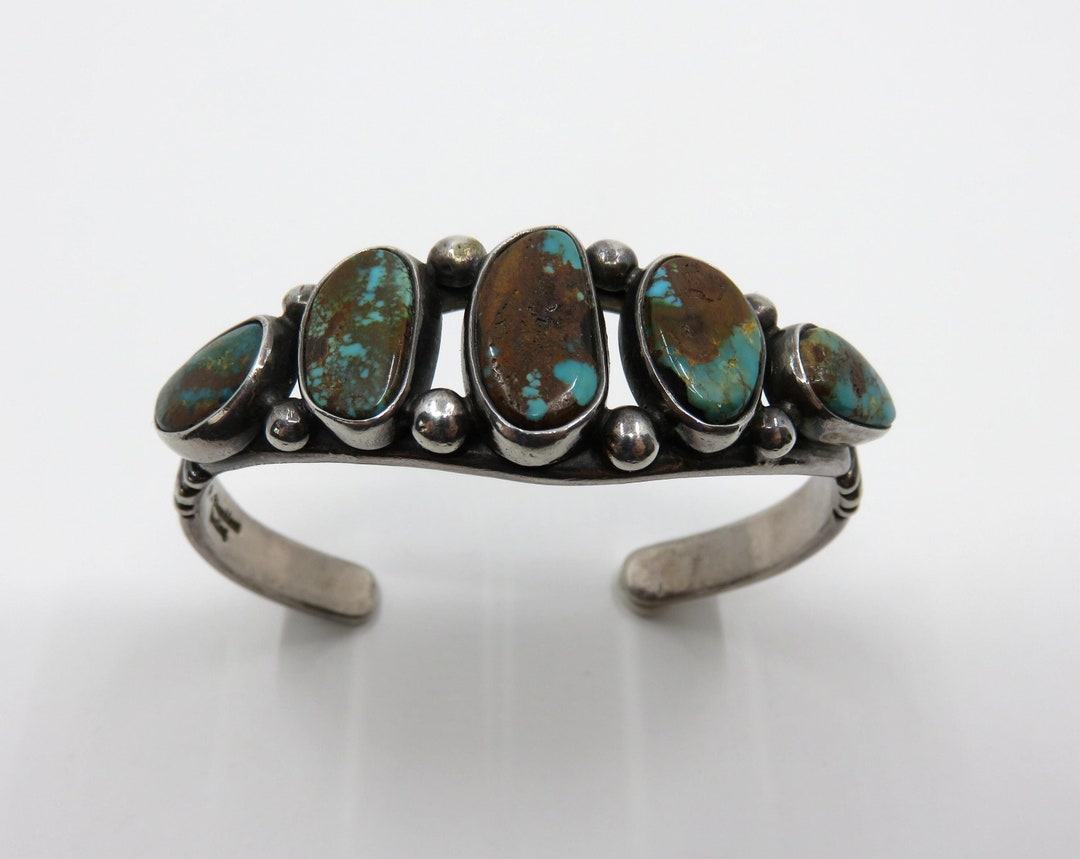 Vintage Sterling Silver Navajo Multi Turquoise Cuff Bangle 42