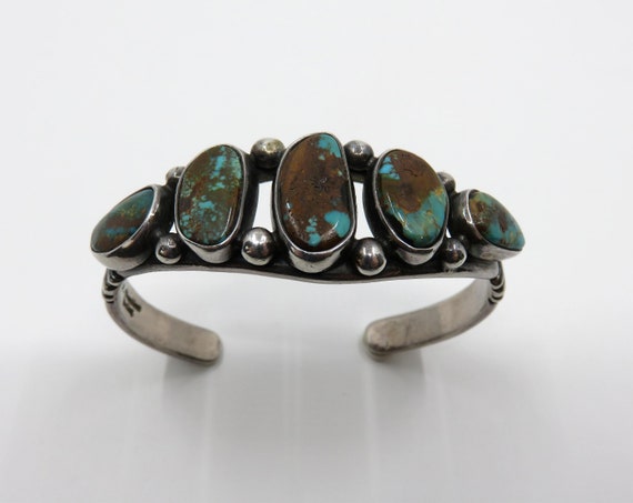 Vintage Sterling Silver Navajo Multi Turquoise Cuff Bangle 42 grams by the artisan P Chambless