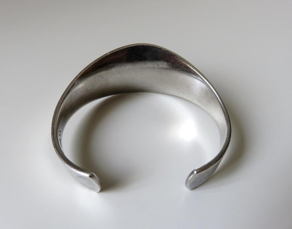 Vintage Denmark Sterling Silver Onyx Cuff Bangle No 19 Bent