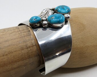 ヴィンテージ スターリング シルバー ナバホ ターコイズ バングル カフ