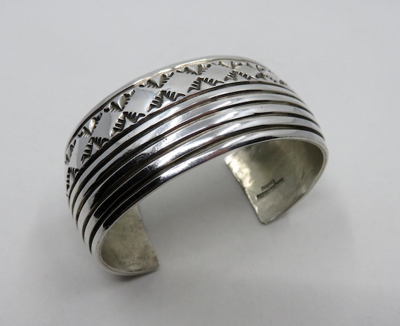 Vintage Navajo Sterling Silver Huge Stamped Bangle Cuff 65 - Etsy