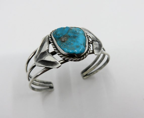 Vintage Sterling Silver Navajo Turquoise Cuff Bangle 21 grams