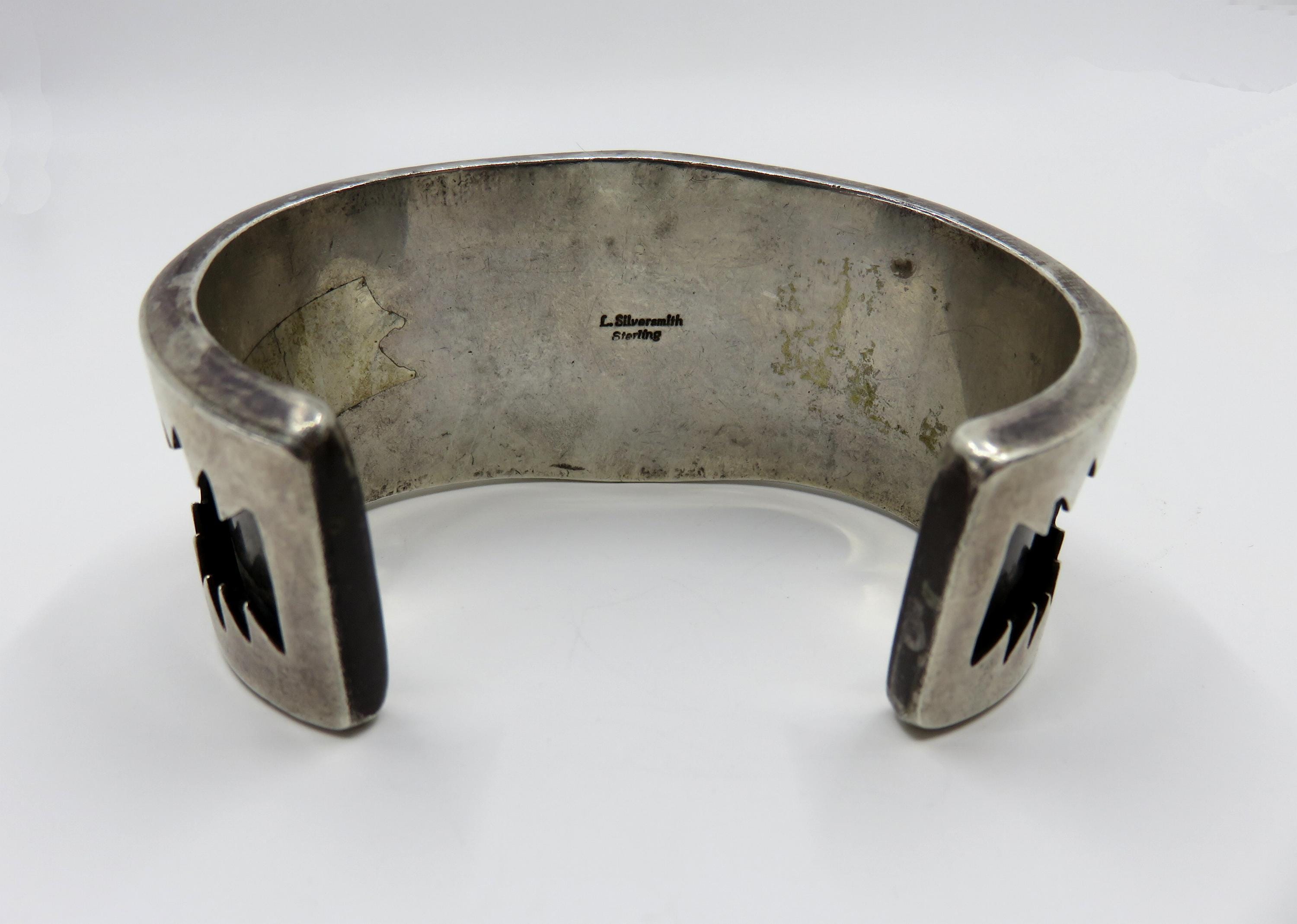 Vintage Huge Sterling Silver Navajo Inlaid Turquoise Spiny Vintage Huge Sterling Silver Navajo Inlaid Turquoise Spiny