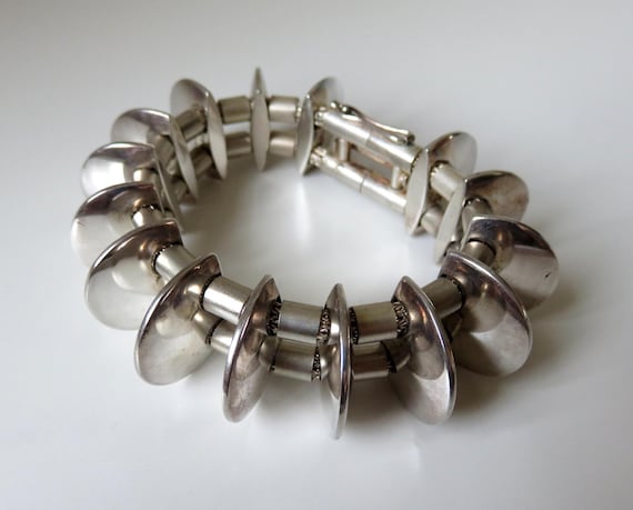 Vintage Danish Sterling Silver Bracelet by artisan Lars Sogard Nielsen 50s 60s 70s Mid Century Modern Style Scandinavian Design