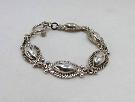 Vintage Heavy Sterling Silver Taxco Navajo Concho Mexican Link Bracelet 30 grams 7.5" length signed by the artisan