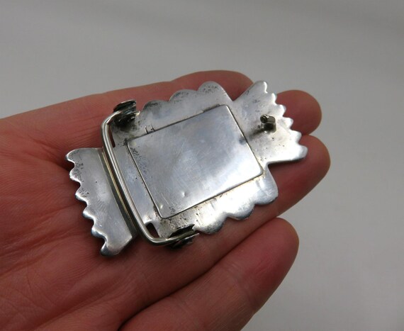 Buy Vintage Sterling Silver Navajo Stamped Coral Belt Buckle  display picture 1