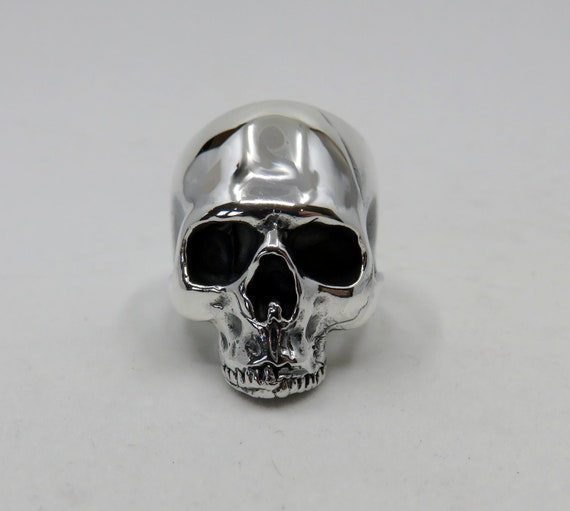 Solid Sterling Silver Heavy Skull Ring Keith Richards 35-40 grams