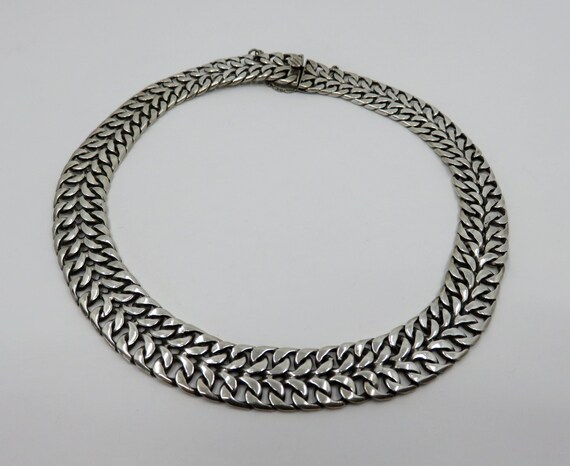 Vintage Mexican Taxco Chain Link Sterling Silver Necklace 16" length 79 grams