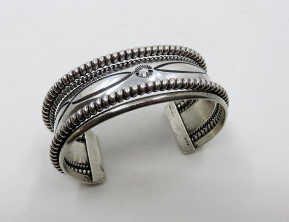 Vintage Sterling Silver Navajo Twist Cuff Bangle by renown TAHE family of artisans 55 grams