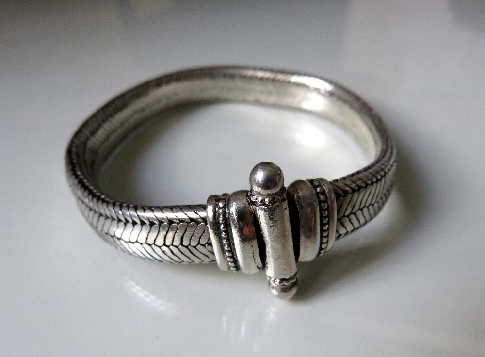 1980s Victorian Revival Silver Serpent Bracelet | Chairish