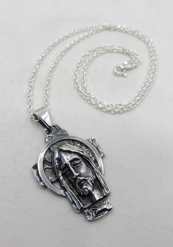 Solid Sterling Silver Day Of The Dead Jesus Pendant Mexican Religious