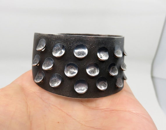 Vintage Sterling Silver Iconic Bangle Cuff by Grete Prytz Kittelsen for J Tostrup Norway c.1953 from the Med Punkter (with Dots) Series