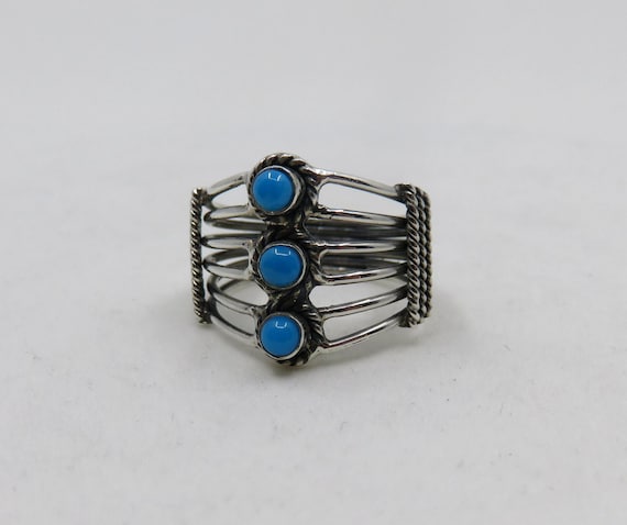 Vintage Sterling Silver Turquoise Ring size O (USA 7.5)