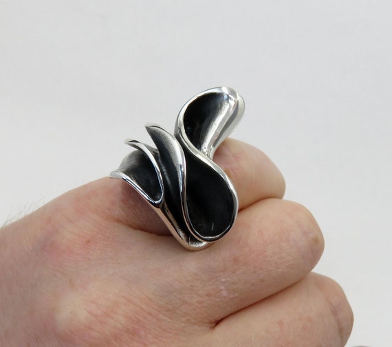 Solid Sterling Silver Organic Scandinavian Style Brutalist Ring 50s 60s 70s Mid Century Modern Style Design by You Got The Silver