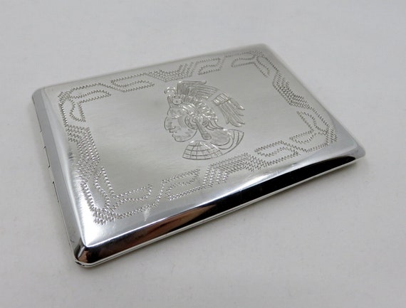 Vintage Mexican Hecho Sterling Silver Cigar Cigarette Case Box signed A.M.P 925 117.6 grams