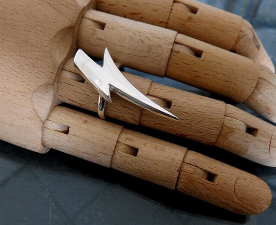 Solid Sterling Silver Large Lightning Bolt Ring Glam Ziggy by You Got The Silver