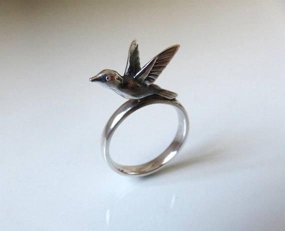 Solid Sterling Silver Folklore Bird Ring