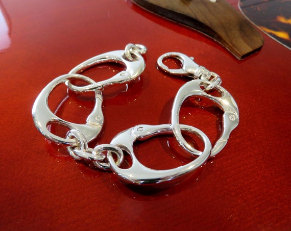 Solid Sterling Silver Keith Richards Heavy Handcuff Bracelet