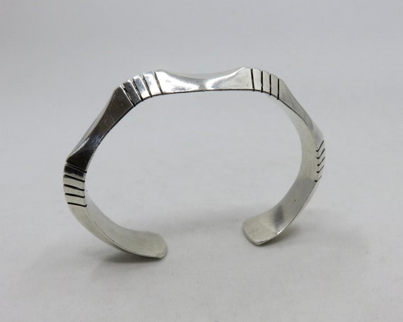 Vintage Sterling Silver Navajo Forged Cuff Bangle by the renown TAHE family of artisans 34.8 grams