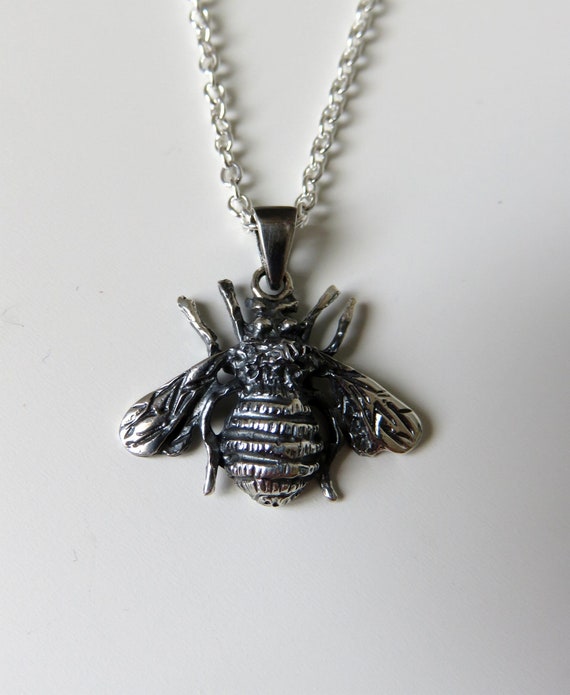 Solid Sterling Silver Bumblebee Pendant Silver Bee by you Got The Silver