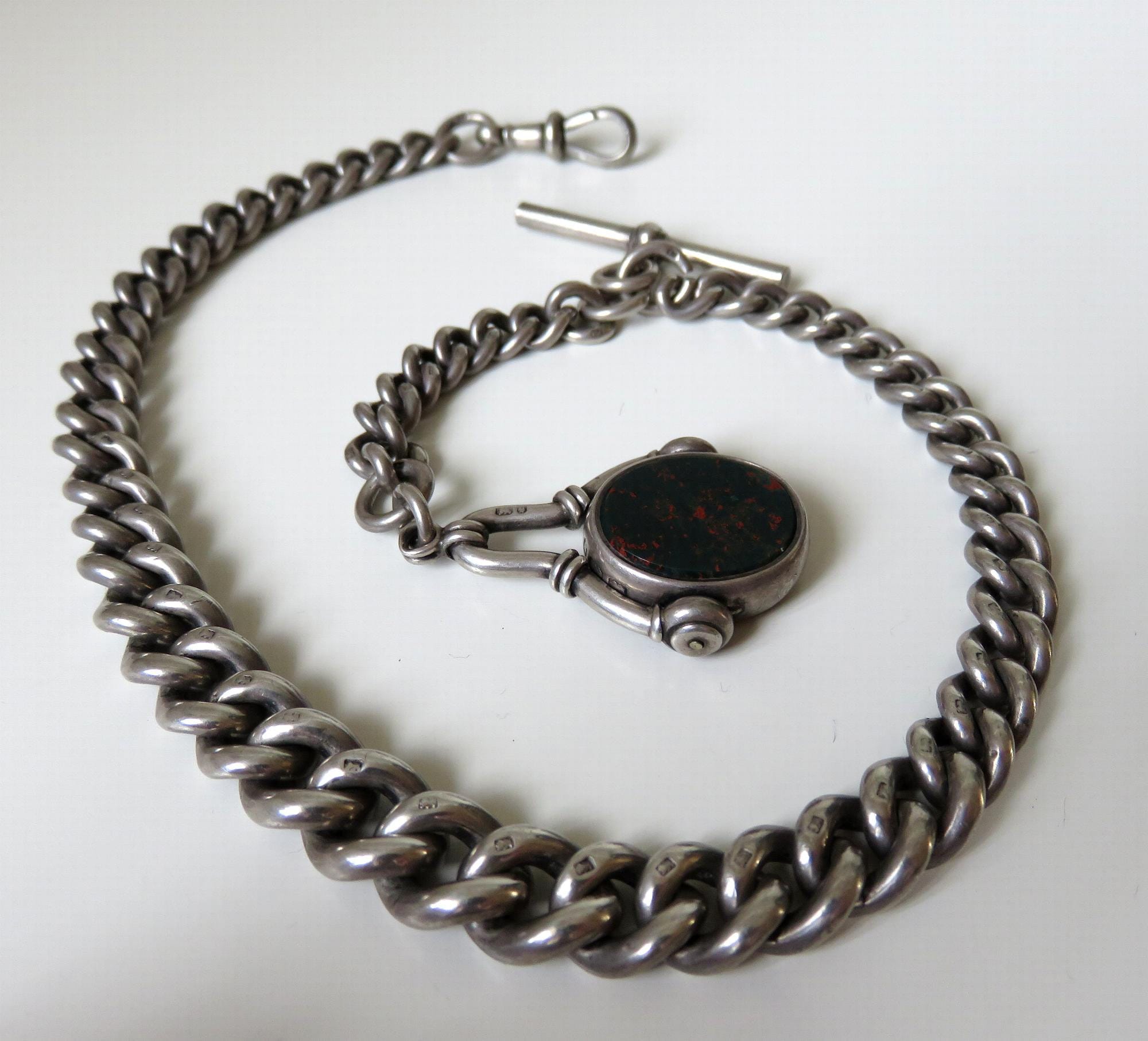 Solid silver shop pocket watch chain