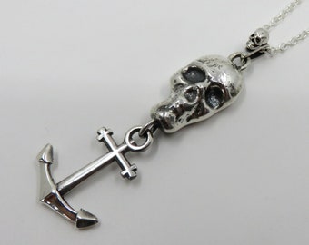 Solid Sterling Heavy Silver Skull Anchor Pendant Memento Mori Day Of The Dead 23 grams by You Got The Silver