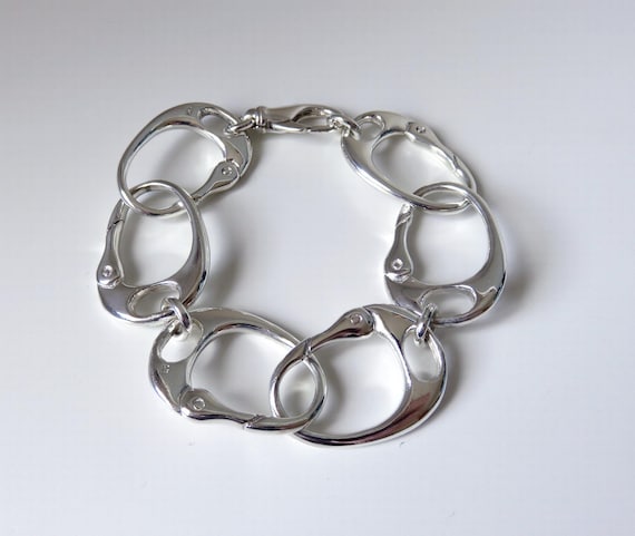 Solid Sterling Silver Keith Richards Heavy 6 Handcuff Bracelet