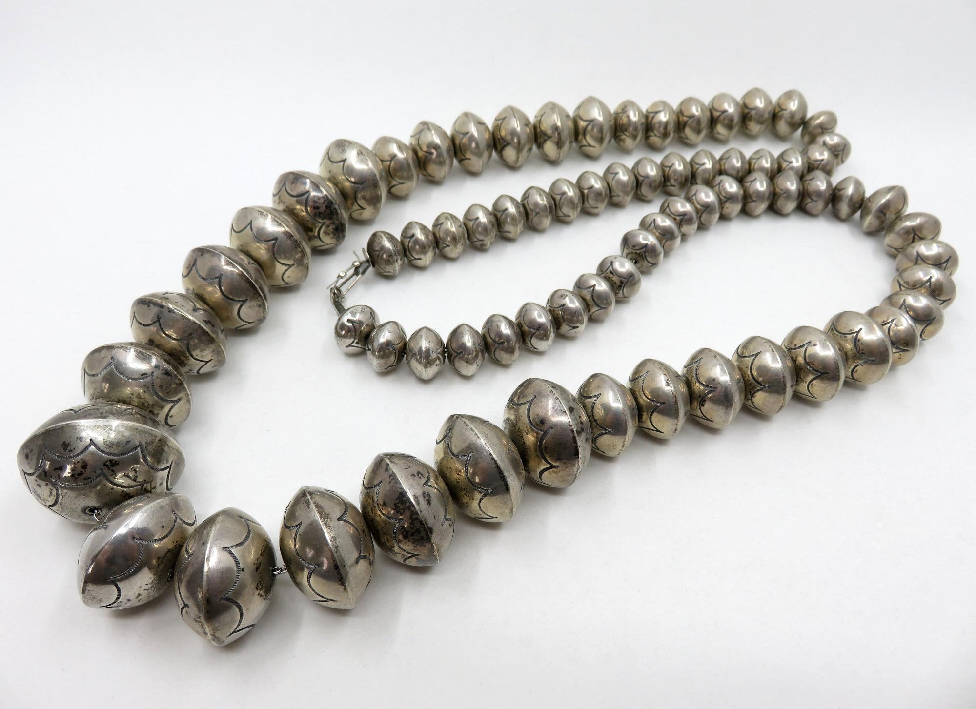Vintage Sterling Bead Necklace Silver Pearls