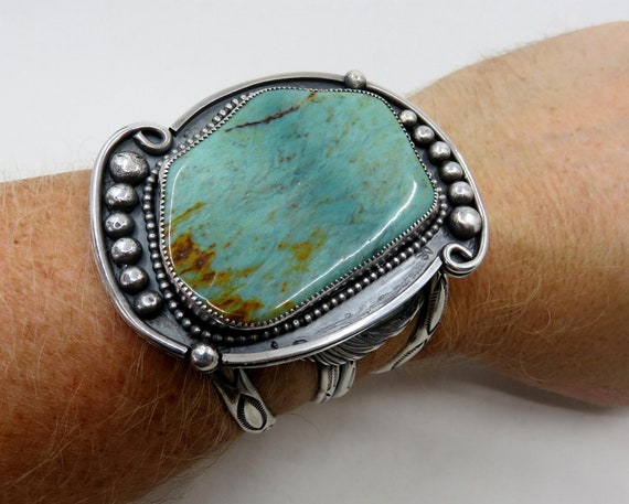 Solid Sterling Silver Huge Navajo Turquoise Bangle Cuff by You Got The Silver 139 grams