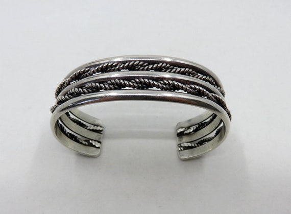Vintage Sterling Silver Navajo Twist Cuff Bangle signed by the artisan 39.6 grams
