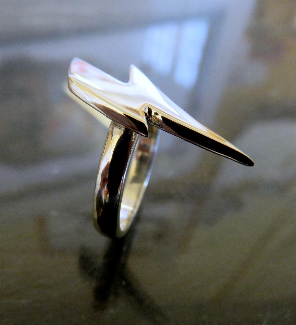 Solid Sterling Silver Lightning Bolt Ring Glam Ziggy