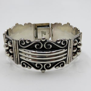 Vintage schwere Sterling Silber Taxco Armband 65,5 Gramm 7,25 &quot;Länge Mexiko signiert vom Handwerker IEJ