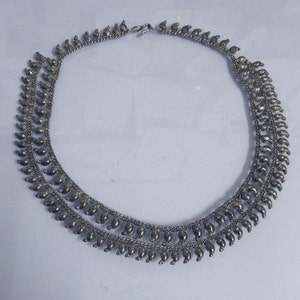 Vintage Silver Indian Statement Necklace Mid Century Rajasthan 800 Silver