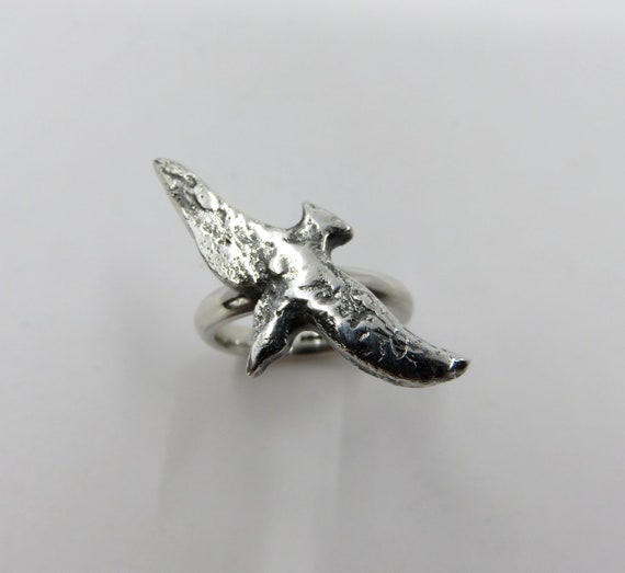 Solid Sterling Silver Flying Bird Textured Ring by You Got The Silver