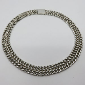 Vintage Mexican Taxco Chain Link 935 Sterling Silver Necklace 16&quot; length 119 grams