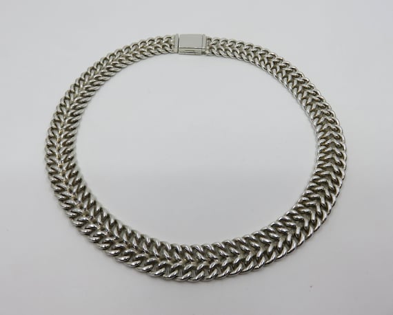 Vintage Mexican Taxco Chain Link Sterling Silver Necklace 16" length 119 grams