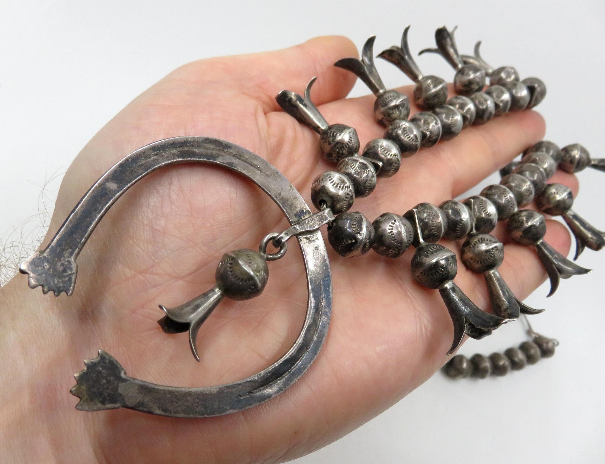 Vintage Huge Sterling Silver Squash Blossom Necklace Naja Vintage Huge Sterling Silver Squash Blossom Necklace Naja