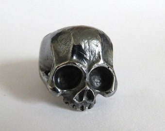 Heavy Sterling Silver Skull Ring Anatomical Half Jaw Keith Richards