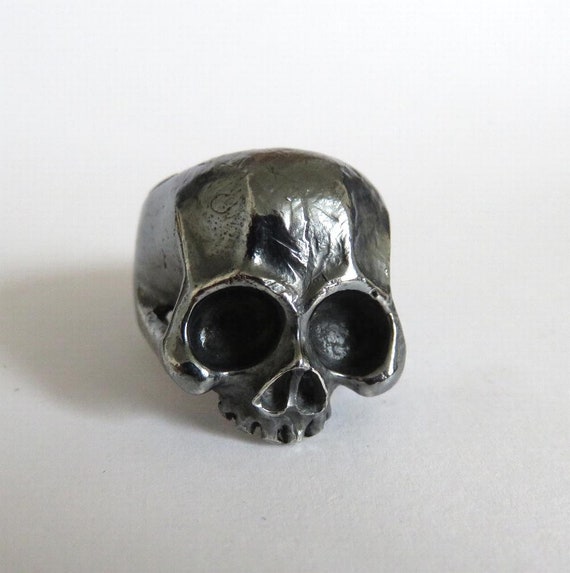 Heavy Sterling Silver Skull Ring Anatomical Half Jaw Keith Richards