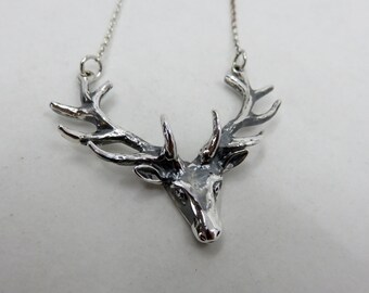 MENDEL Men's Stag Deer Head Pendant Necklace - Turquoise Stone, Stainless Steel Chain 1 thumbnail image