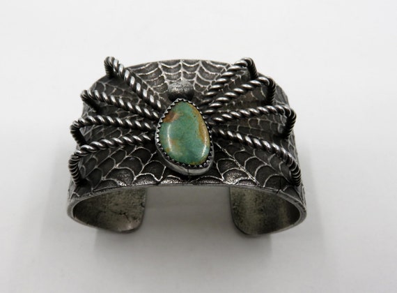 Vintage Huge Sterling Silver Navajo Tufa Cast Spi… - image 3