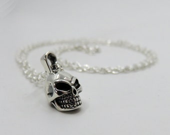 Solid Sterling Small Silver Skull Pendant Memento Mori Day Of The Dead by You Got The Silver
