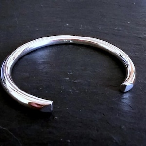 Solid Sterling Silver Torque Bangle Cuff 6mm Round Wire 45 grams