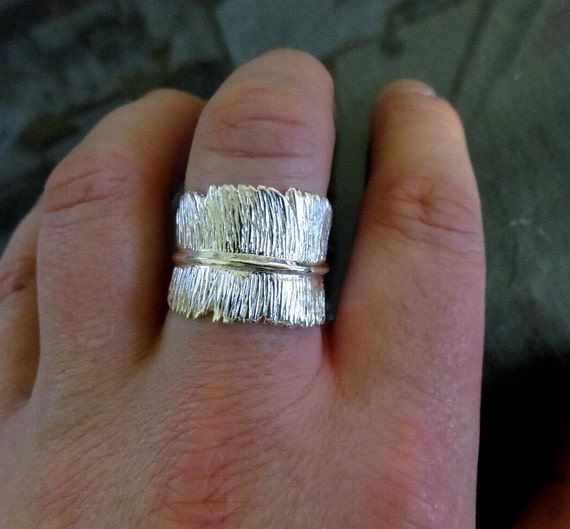 Solid Sterling Silver Large Navajo Feather Ring by You Got The Silver
