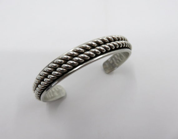 Vintage Sterling Silver Navajo Double Twist Rope Cuff Bangle 40 grams