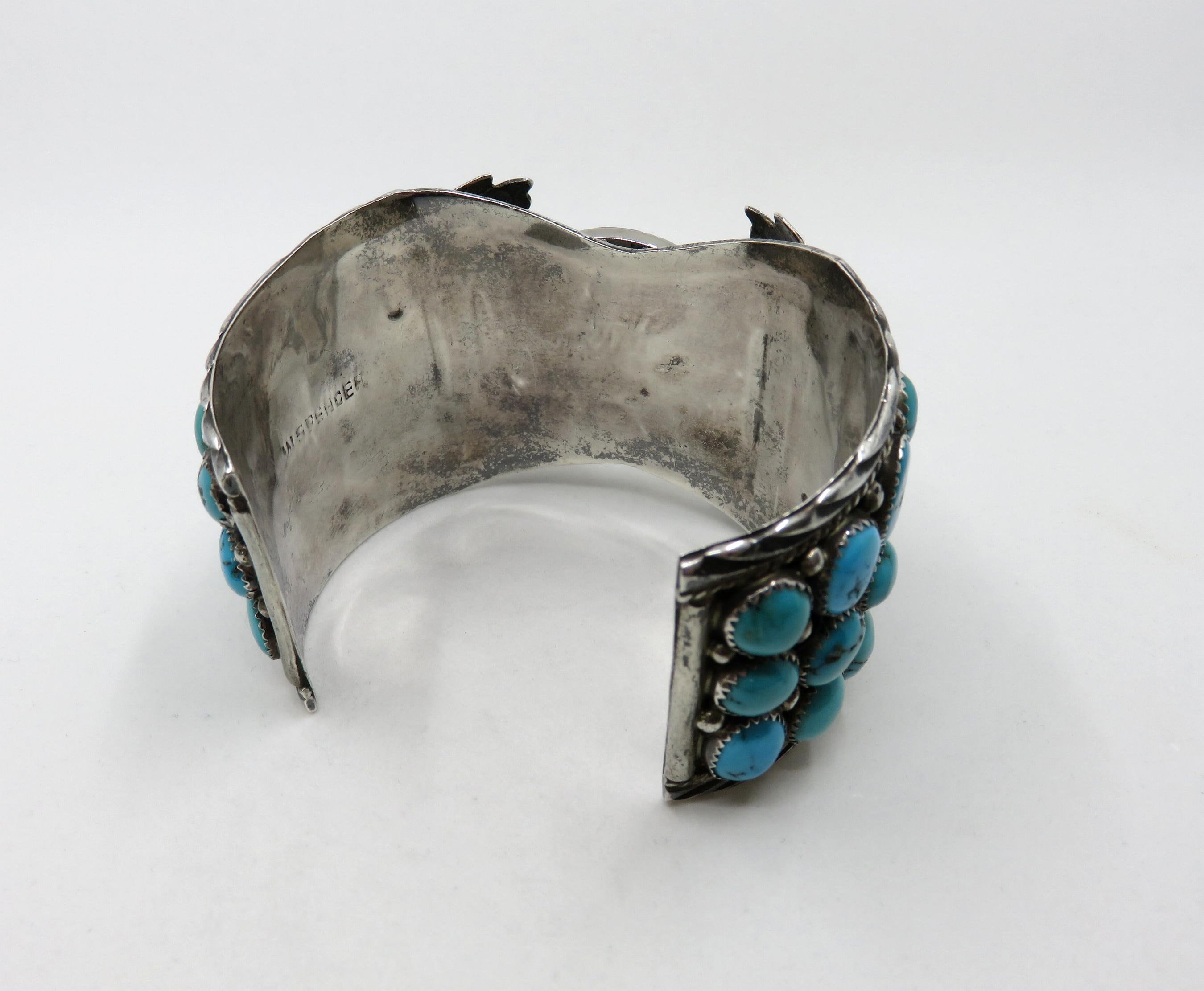 Sterling Silver Navajo Turquoise Watch Bangle Cuff Sterling Silver Navajo Turquoise Watch Bangle Cuff