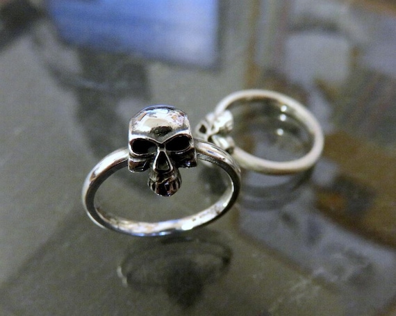 Solid Sterling Silver Stacking Skull Ring Memento Mori day Of The Dead